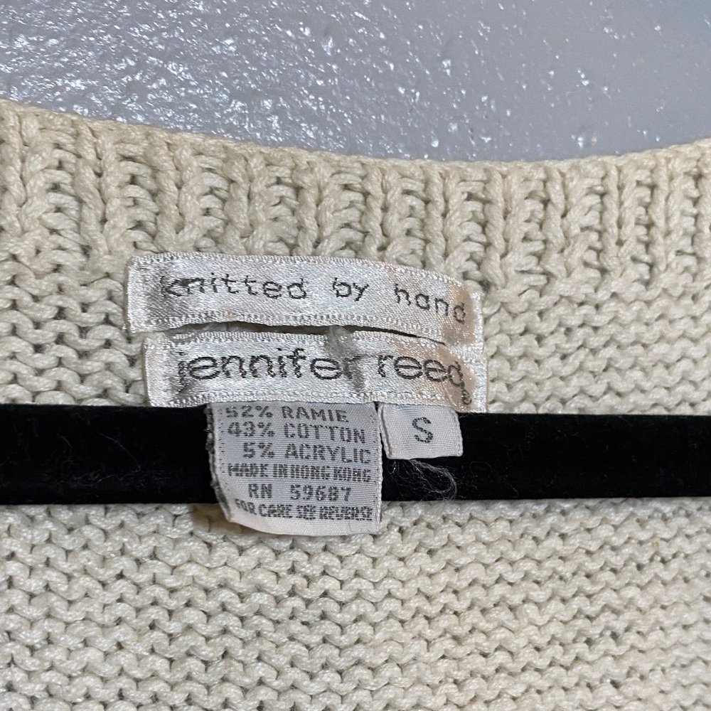 Floral Knit Sweater Vest - Cream with Multicolor Accents - Picture 3 of 5